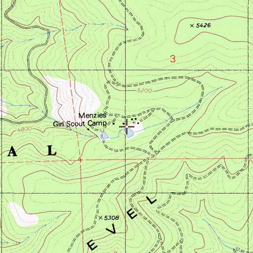 Topographic Map of Menzies Girl Scout Camp, CA