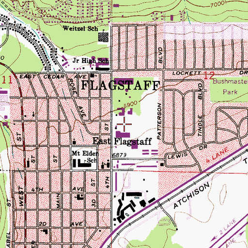 Topographic Map of Coconino County Health Department, AZ