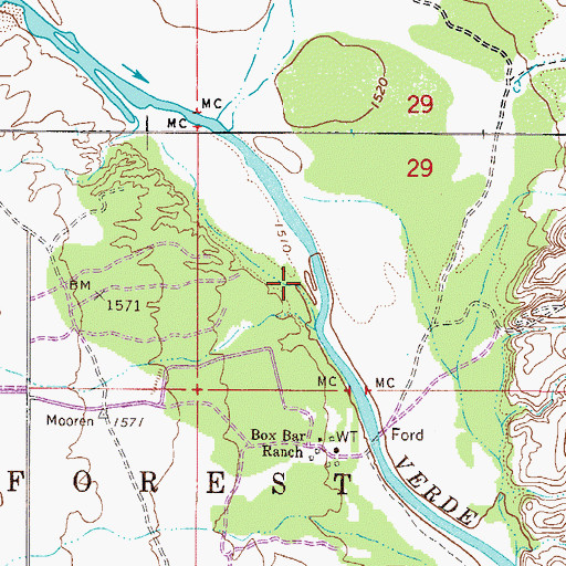 Topographic Map of Box Bar Campground, AZ