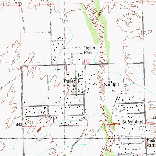 Topographic Map of Coyote Pass Recreational Vehicle Park, AZ