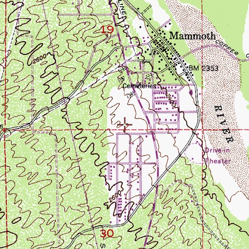 Topographic Map of Mammoth Community Center, AZ