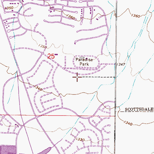 Topographic Map of Mountain View Community Center, AZ