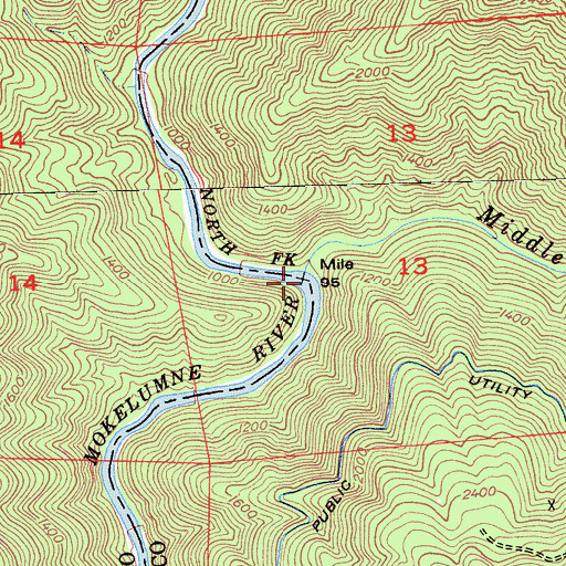 Topographic Map of Middle Fork Mokelumne River, CA