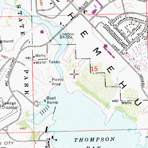 Topographic Map of Bridgewater Links Golf Course, AZ