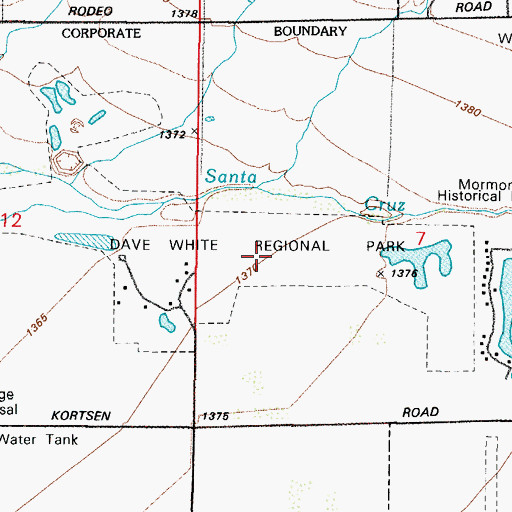 Topographic Map of Dave White Municipal Golf Course, AZ
