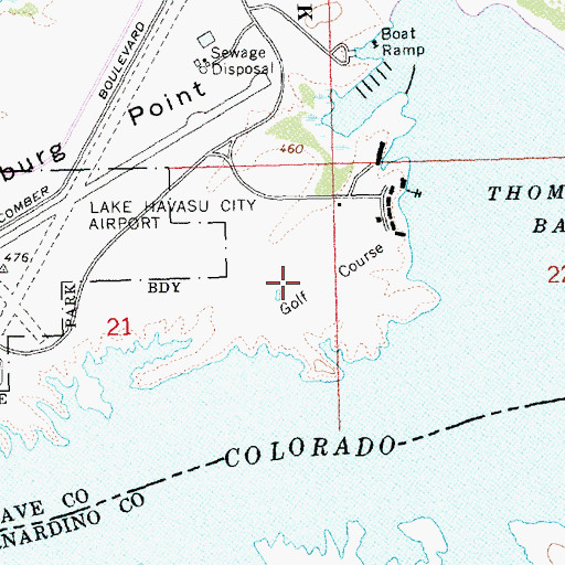 Topographic Map of Havasu Island Golf Course, AZ