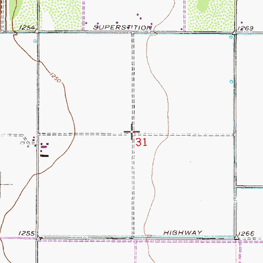 Topographic Map of Lone Tree Golf Club, AZ