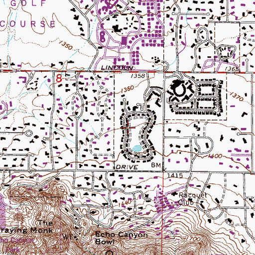 Topographic Map of Mountain Shadows Golf Club, AZ