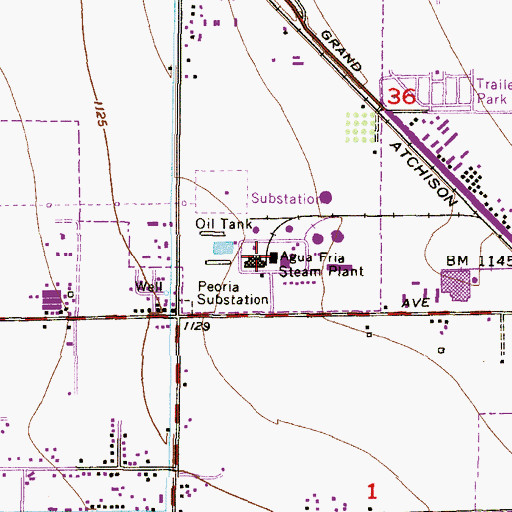 Topographic Map of Salt River Project Aqua Fria Steam Plant, AZ