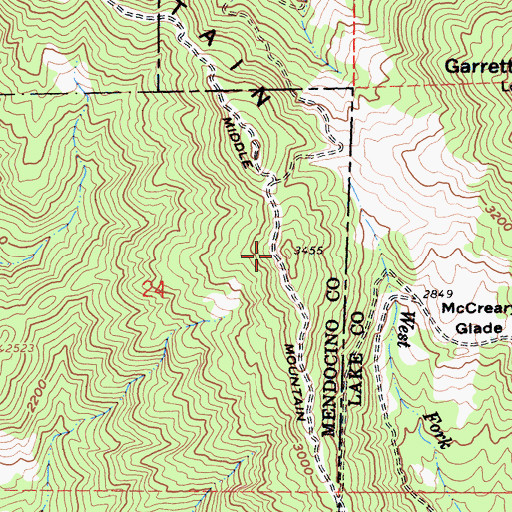 Topographic Map of Middle Mountain, CA