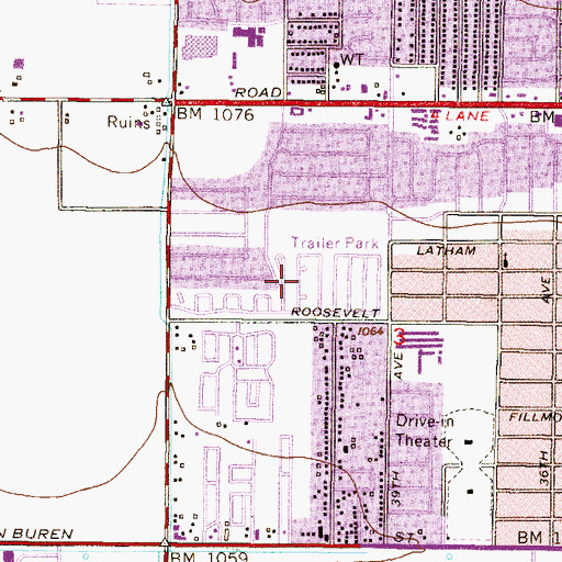 Topographic Map of Cataline Village Mobile Home Park, AZ