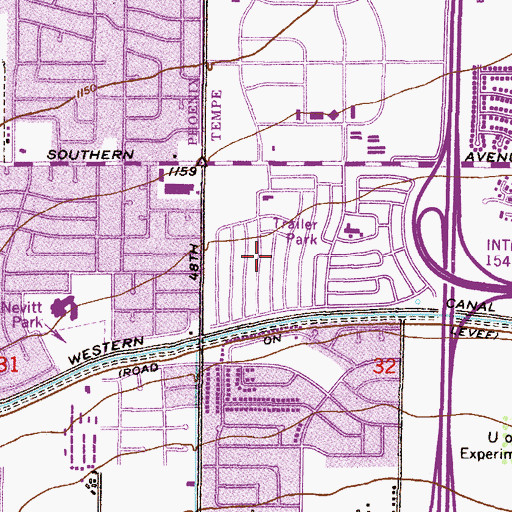 Topographic Map of Contempo Tempe Mobile Home Park, AZ