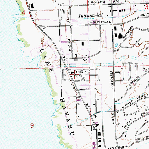 Topographic Map of Lakeview Mobile Home Park, AZ