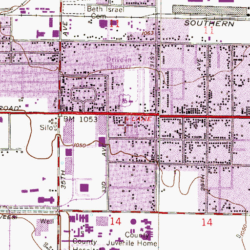 Topographic Map of Lazy T Mobile Home Park, AZ