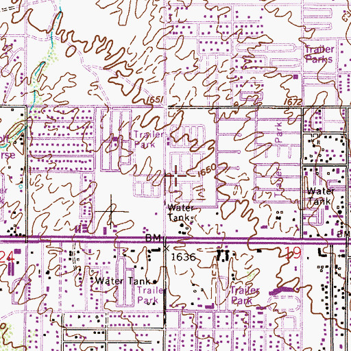 Topographic Map of Meridian Manufactured Home Park, AZ
