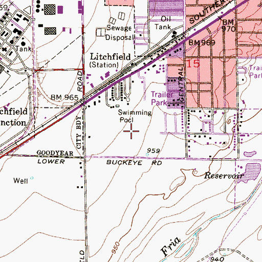 Topographic Map of Palm West Mobile Home Park, AZ