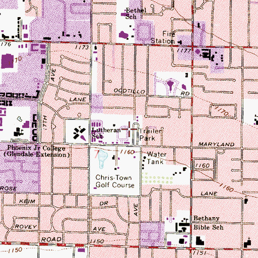 Topographic Map of Town and Country Mobile Home Park, AZ