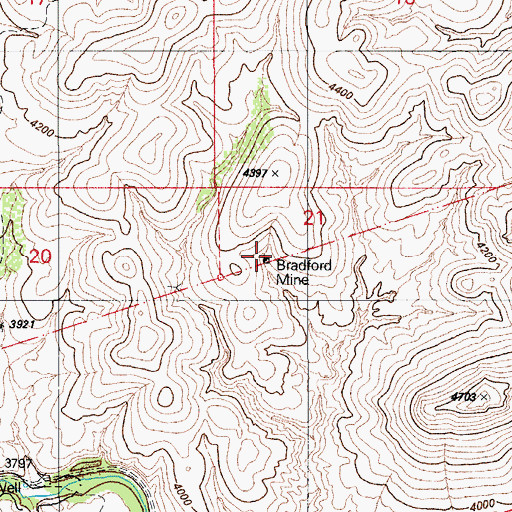 Topographic Map of Bradford Mine, AZ