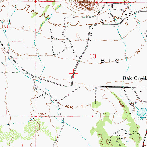 Topographic Map of Oakcreek Country Club, AZ