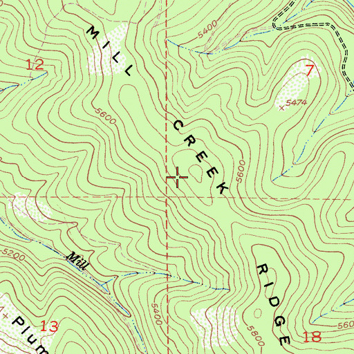 Topographic Map of Mill Creek Ridge, CA