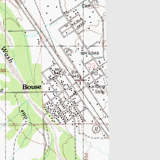 Topographic Map of Bouse Post Office, AZ