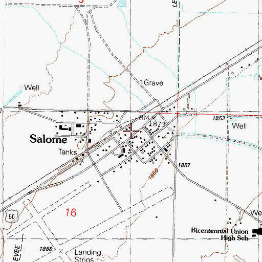 Topographic Map of Salome Post Office, AZ