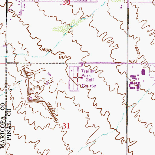 Topographic Map of Bonita Vista Mobile Home Park, AZ