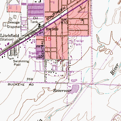 Topographic Map of Avondale Community Center, AZ