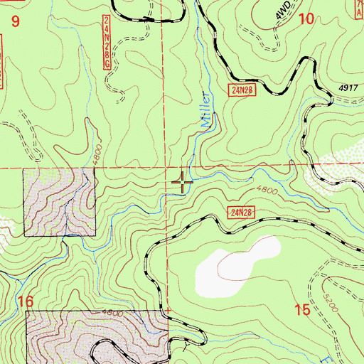 Topographic Map of Miller Fork, CA
