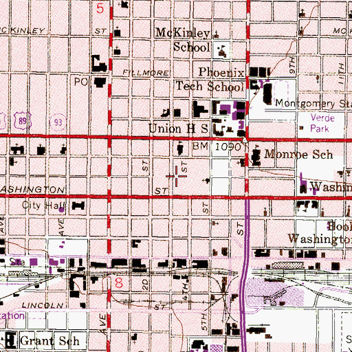 Topographic Map of Phoenix Convention Center North Building, AZ