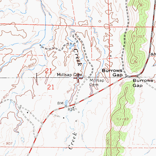 Topographic Map of Millsap Chrome Cemetery, CA