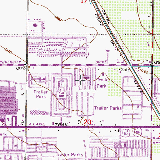 Topographic Map of Orangewood Shadows Recreational Vehicle Resort, AZ
