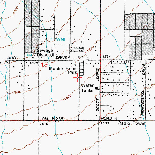 Topographic Map of Foothills West Resort Mobile Home Park, AZ