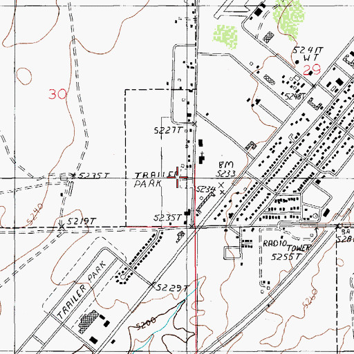 Topographic Map of Hillcrest Mobile Home Park, AZ