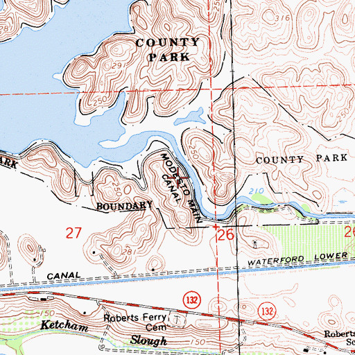 Topographic Map of Modesto Main Canal, CA