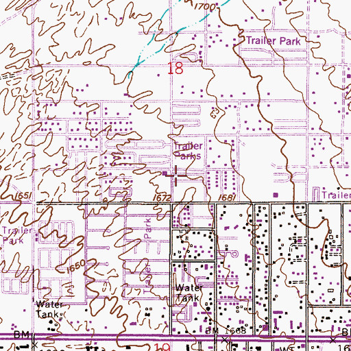 Topographic Map of Sunset Mesa Mobile Home Park, AZ