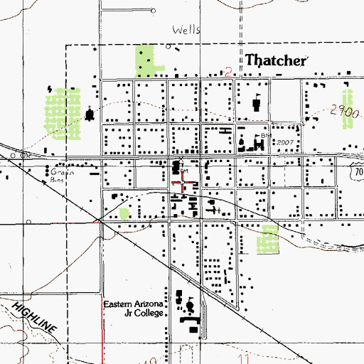 Topographic Map of Eastern Arizona College Thatcher Campus Nellie Lee Residence Hall, AZ