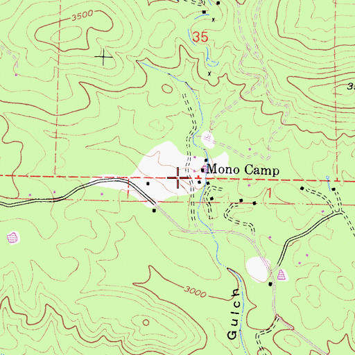 Topographic Map of Mono Camp, CA