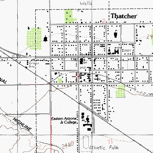 Topographic Map of Eastern Arizona College Thatcher Campus Wesley Taylor Residence Hall, AZ