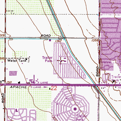 Topographic Map of Towerpoint Recreational Vehicle Resort, AZ