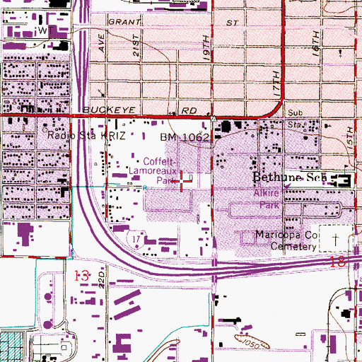 Topographic Map of Coffelt - Lamoreaux Recreation Center, AZ