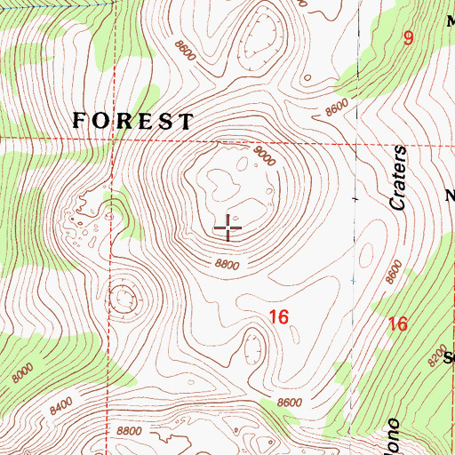 Topographic Map of Mono Craters, CA