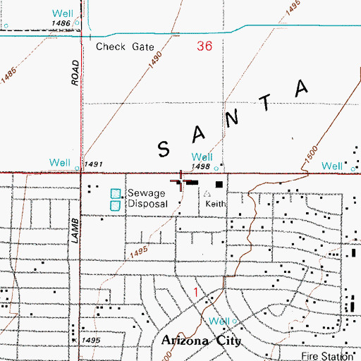 Topographic Map of Arizona City Post Office, AZ