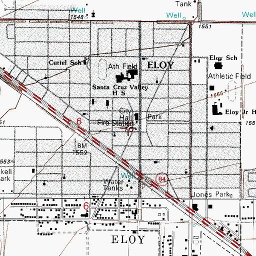 Topographic Map of Eloy Post Office, AZ