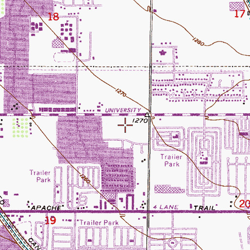 Topographic Map of Mesa Mountain View Post Office, AZ