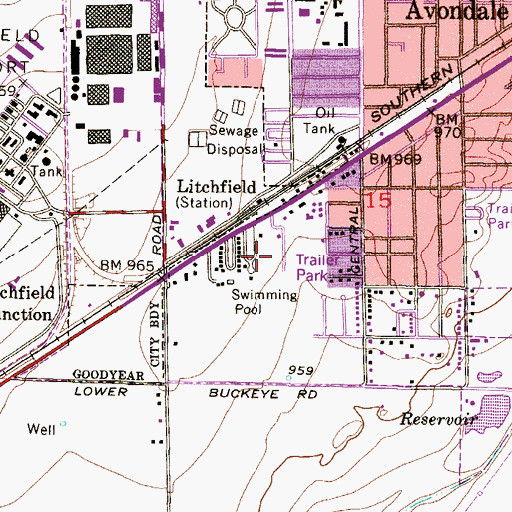 Topographic Map of Country West Mobile Home Park, AZ
