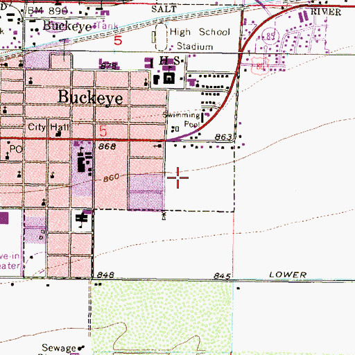 Topographic Map of Estrella Valley Mobile Home Park, AZ