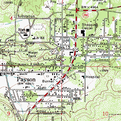 Topographic Map of Mountain Shadows Mobile Trailer Resort, AZ