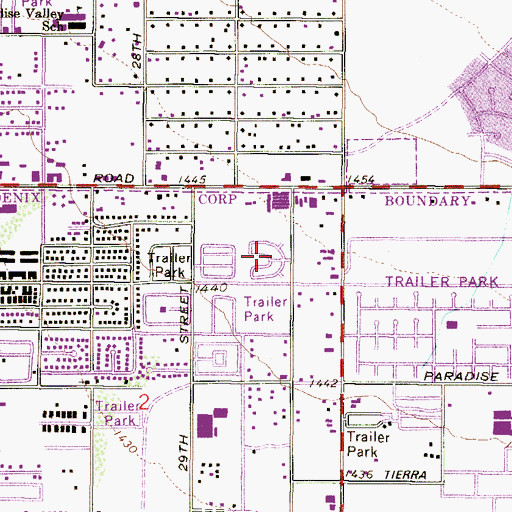 Topographic Map of Paradise Valley Mobile Home Park, AZ