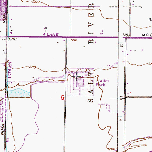 Topographic Map of Roadrunner Lake Resort Mobile Home Park, AZ